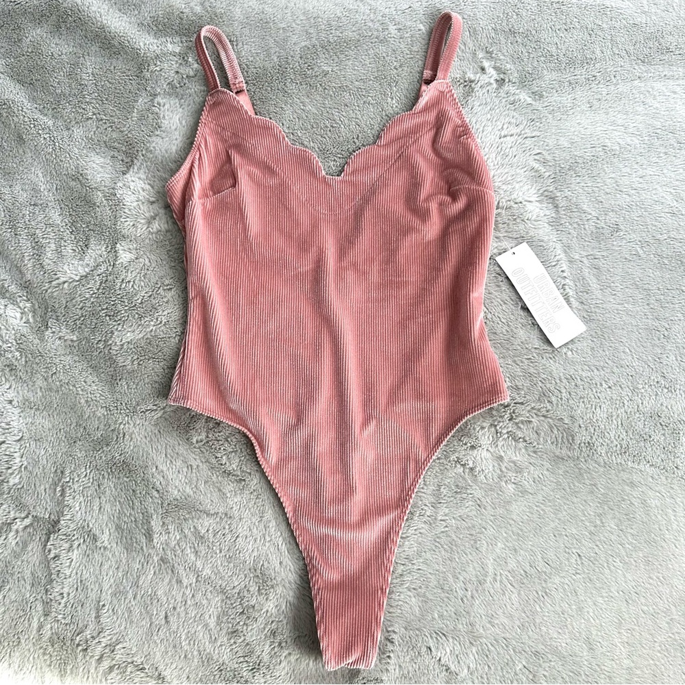 Urban Outfitters- Pink Scalloped Bodysuit - NWT